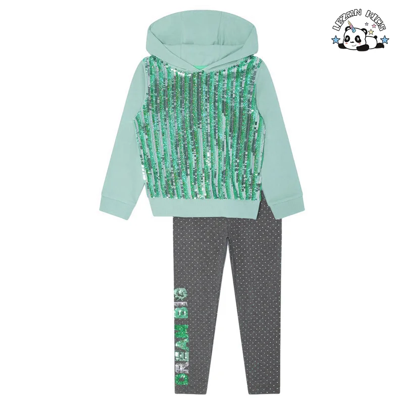 LEZONKIDS - Customizable Girls Hoodie Legging Pant Set Girls Pullover Long Pants Girls Clothing Set